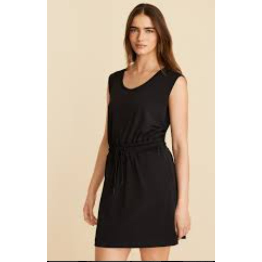 Lou & Grey Luvstretch Black Sleeveless Drawstring Waist Mini Dress Size Medium